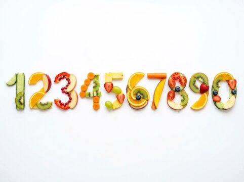 Colorful Food Number Set Illustration.