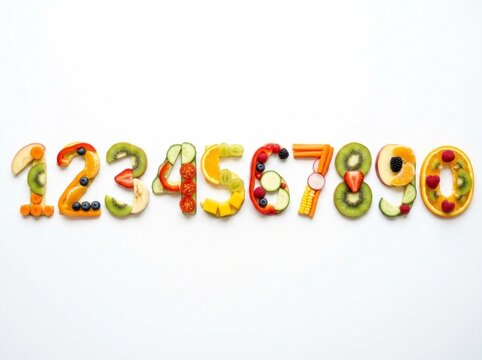 Colorful numbers with food texture.