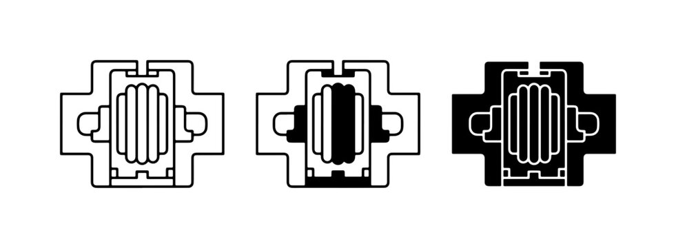 Industrial Fastener Icon Set, Mechanical Connector Symbols, Engineering Clip Graphics