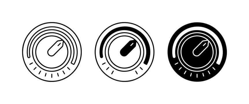 Volume Control Icons, Sound Level Dials, Audio Adjustment Knobs, Set of 3