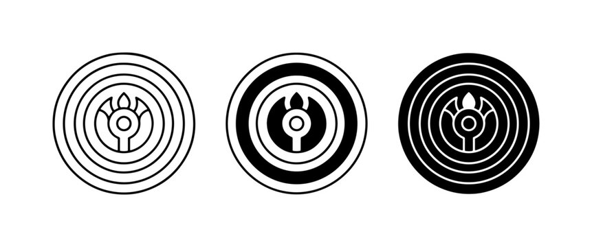 Abstract Circular Icons, Concentric Rings, Stylized Flower Symbol, Minimalist Design Elements