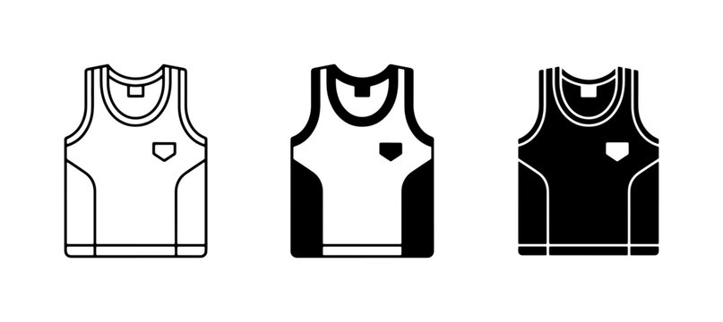 3 Tank Top Icons: Outline, Color Block, Silhouette for Sports Apparel Design