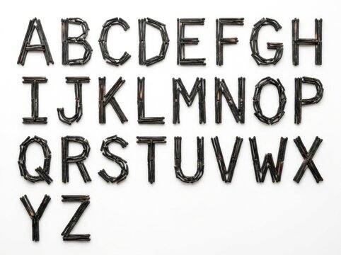 Alphabet letters in black color.