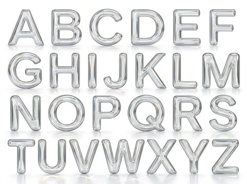 Alphabet letters in shiny metal.