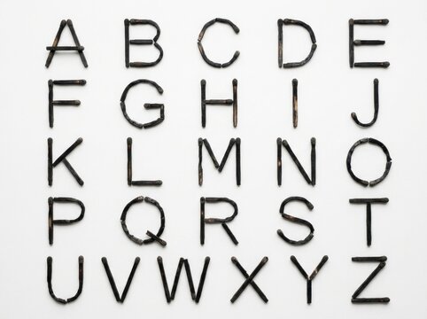 Alphabet letters on white background.