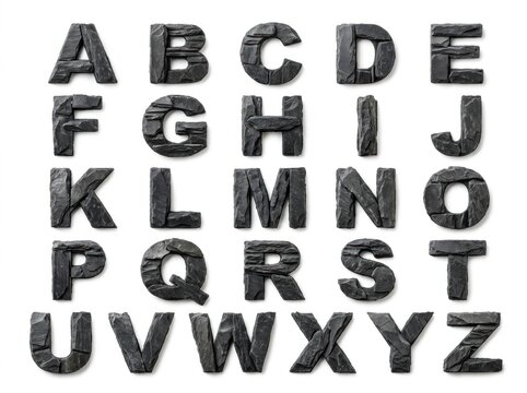 Alphabet letters on white background.
