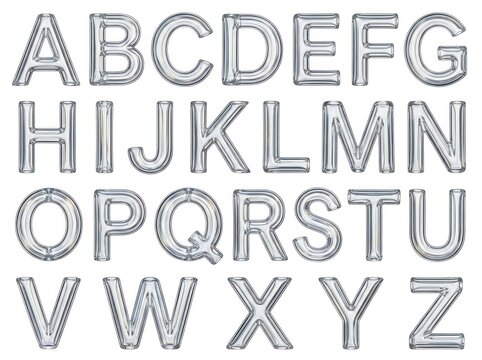 Alphabet letters uppercase embossed metal.