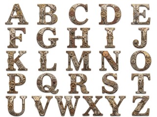 Fototapeta premium Alphabet letters with floral patterns.