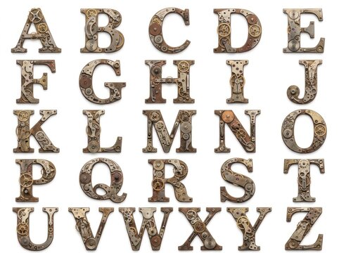 Alphabet letters with floral patterns.