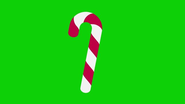 Candy cane with striped animation. Rotating candy canes animation. Cartoon candy cane. Elements for greeting card