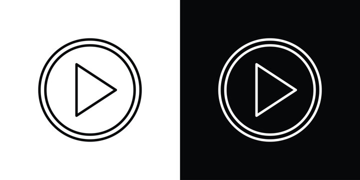 Play button icon in editable outlined, Vector EPS10