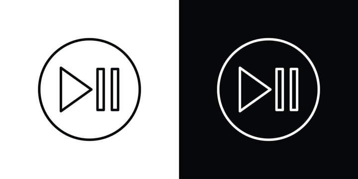 Play pause icon in editable outlined, Vector EPS10