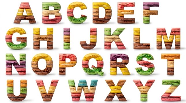 Multicolored Alphabet Letters on White.