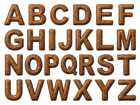 Rustic wooden alphabet letter set uppercase.