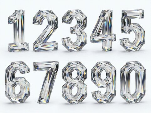 Shiny metal numbers on white background.