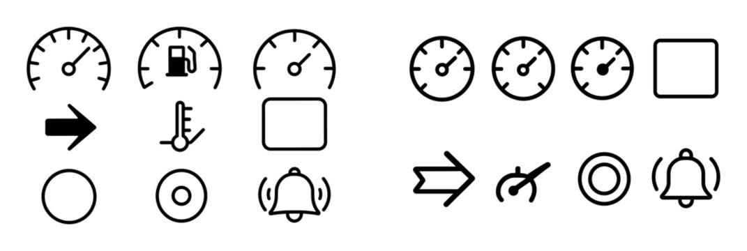 Dashboard icons with gauge fuel pump thermometer minimal