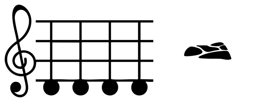 Simple black musical notation featuring a G clef, staff, and note heads. This melodic piece of sheet music, or songbook, uses a clean stencil style.