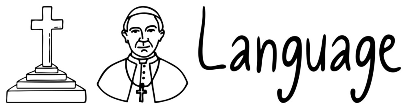 Simple of a holy man, often called a priest or cleric, standing beside a religious monument. This hand drawn sketch of a clergyman and a stone captures a spiritual essence.