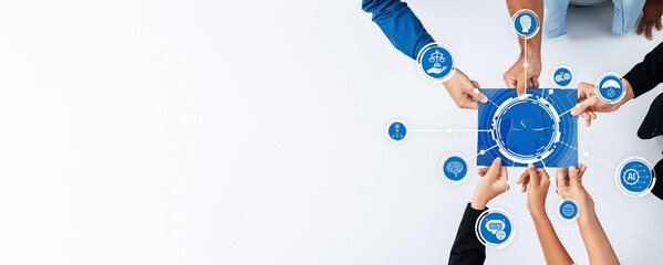 This image illustrates a diverse group collaborating on ethical standards in business. It emphasizes transparency, accountability, and the importance of stakeholder engagement. Amity