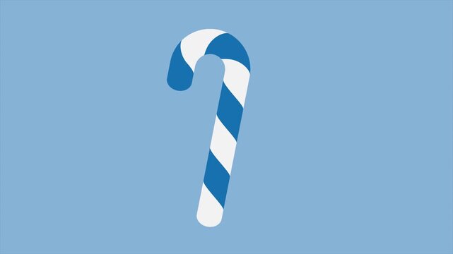 Candy cane with striped animation. Rotating candy canes animation. Cartoon candy cane. Elements for greeting card