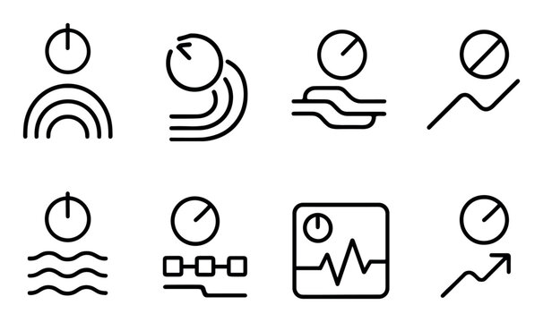 Audio icons with knob arc wave outline