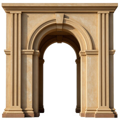 Fototapeta premium Beige Stone Archway with Columns Transparent Background