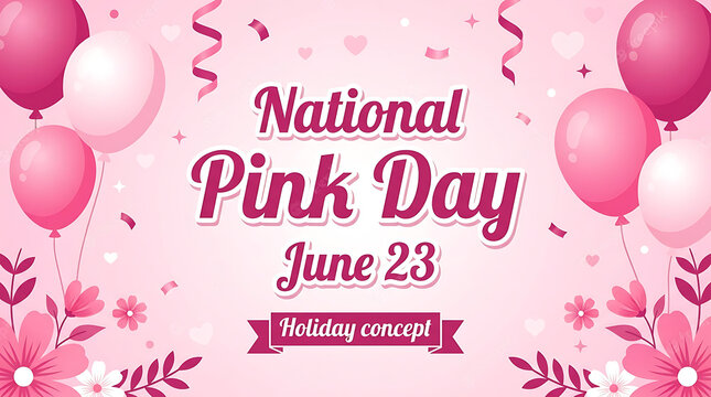 Pink Balloon Celebration Background for National Awareness Day with Floral Decorations