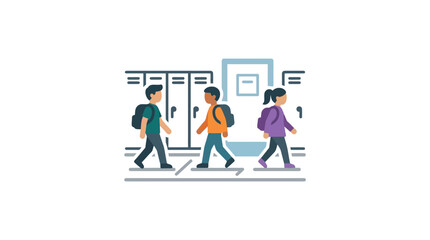 Teenagers walking to school together. © nanas