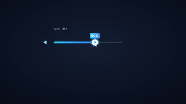 Animated volume slider control with draggable handle and percentage level adjustment