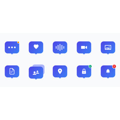 Naklejka premium Collection of blue social media icons for communication