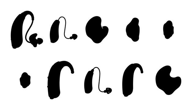Hearing Aid Collection Auditory Assistance Devices Silhouette