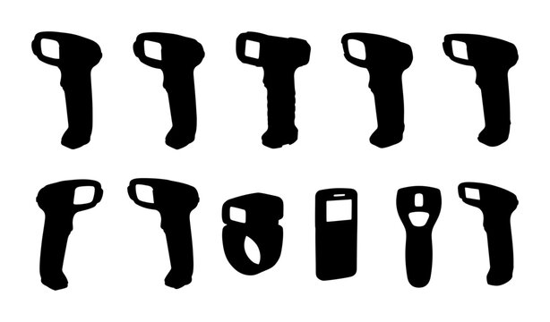 Collection of Handheld Barcode Scanners in Silhouette