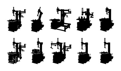 Obraz premium Robotic arm machine silhouettes for industrial automation