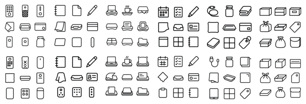 Business and communication ui elements with paper pen folder for digital presentation in outline style