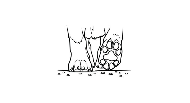 Close up of dog paw print.