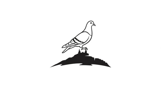 Detailed drawing of a pigeon standing.