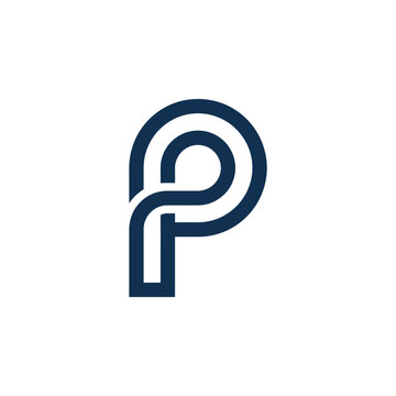 Minimalist interlocking line art letter P logo.