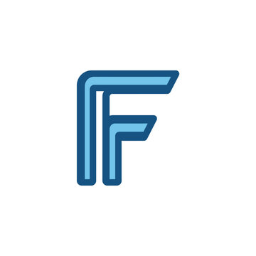 Modern blue double-lined letter F logo design.