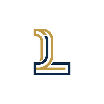 Elegant double line letter L logo in gold and blue.