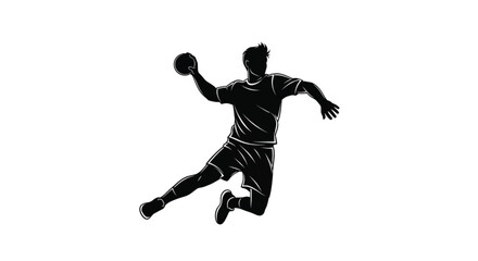 Obraz premium Man Playing Handball in Mid Air.