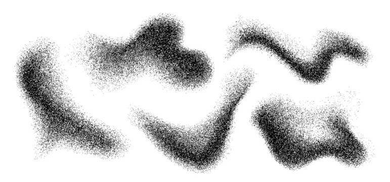 Set of grainy dust spray gradients with scattered particle texture effects.
