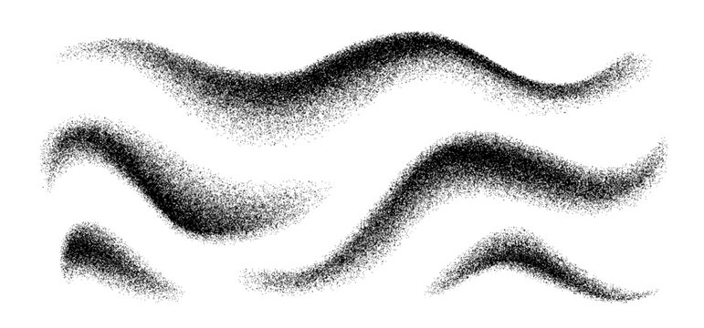 Set of grainy dust spray gradients with scattered particle texture effects.
