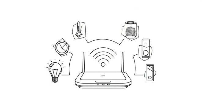 Wireless router with internet devices connected.