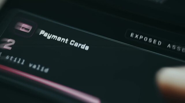 Security dashboard identifying two exposed payment cards