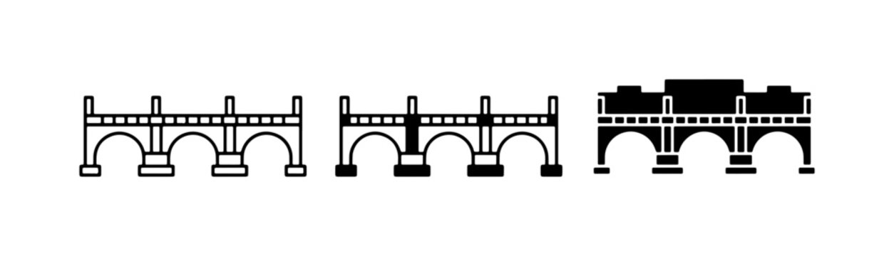 Arch Bridge Icons, Architectural Elements, Vector Set for Construction and Travel