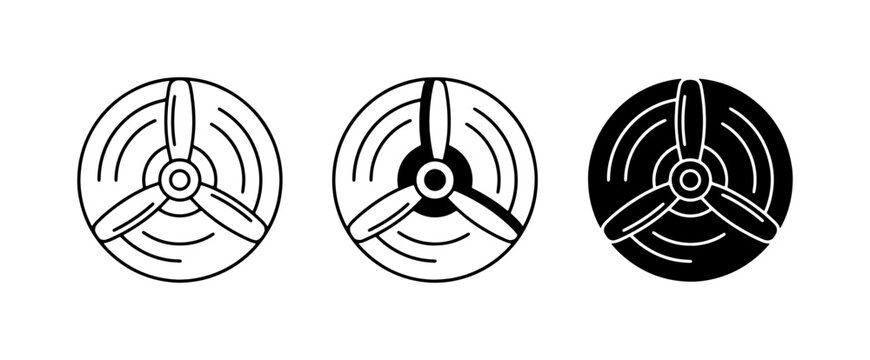 Propeller Icons Set, Drone Rotor Symbols, Aviation Fan Graphics, Technology Vector Art