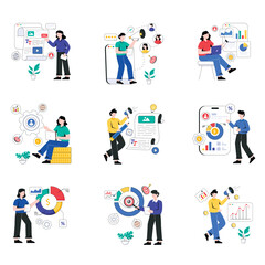 Fototapeta premium Marketing Strategies vector illustration set 04