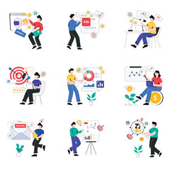 Fototapeta premium Marketing Strategies vector illustration set 02