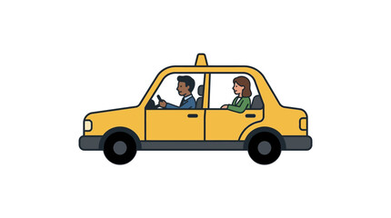 Obraz premium Yellow Taxi Cab with Two People.