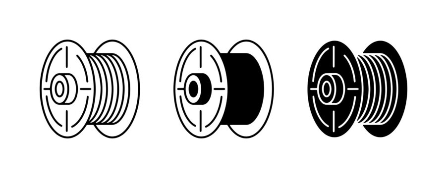 Spool Icons, Wire Reels, Thread Bobbins, Cable Rolls, Industrial Supply Graphics